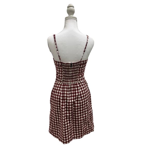 Abercrombie & Fitch Maroon/White Gingham Spaghetti-Strap Mini Dress Size Small - Picture 2 of 7